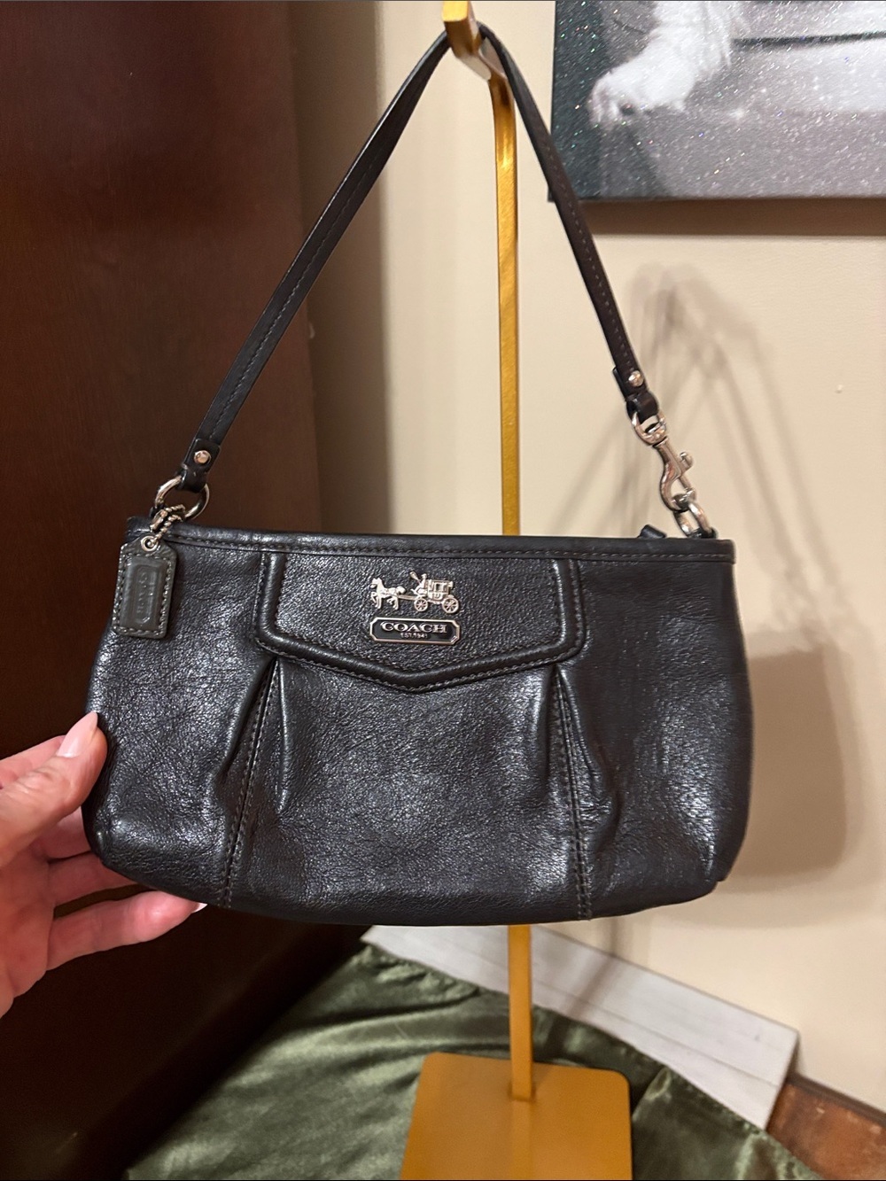 Coach Black Leather 1941 Madison large wristlet with Horse & Carriage Hardware